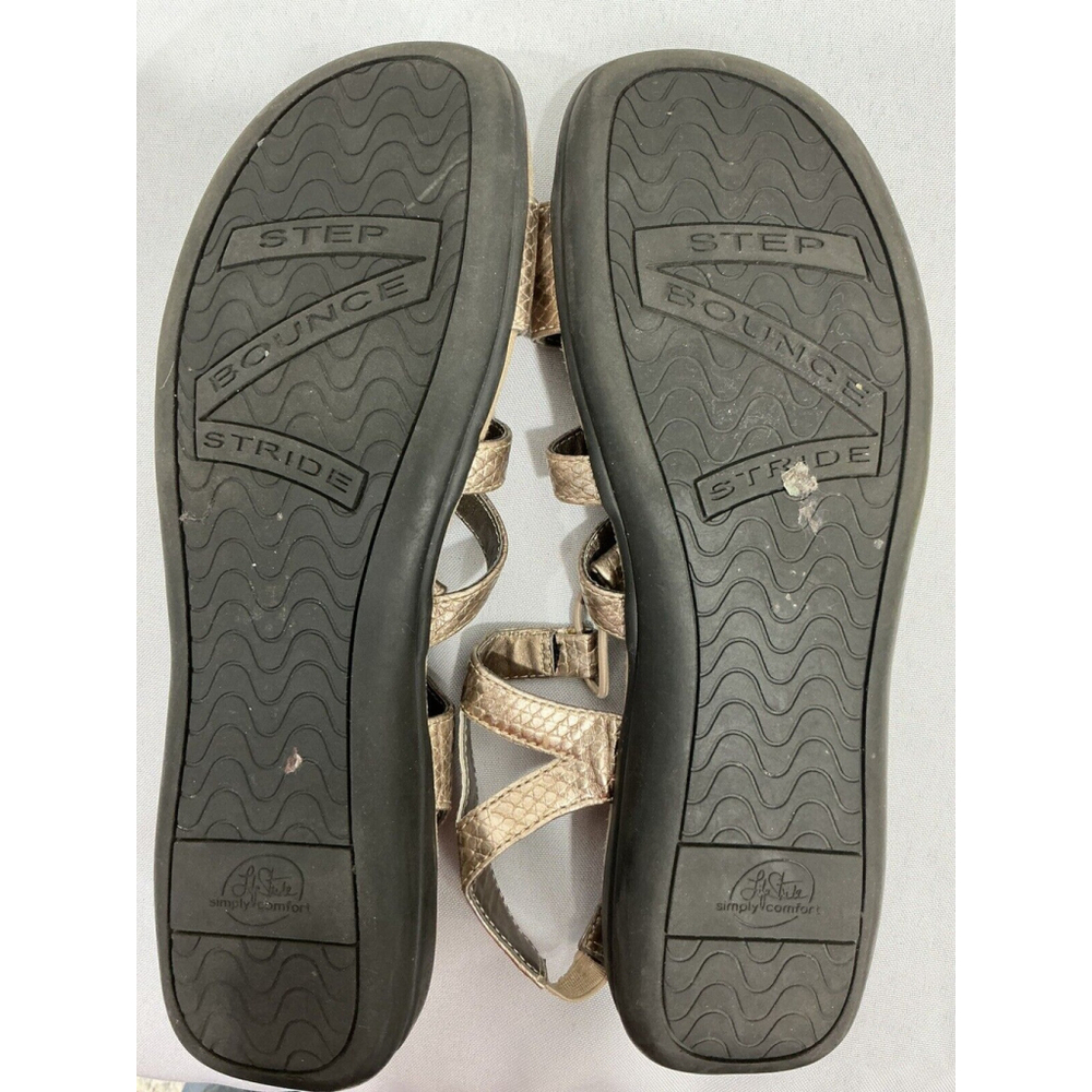 Womans Life Stride Simply Comfort Size 8 Strappy Open Toe Sling Back Gold Sandal - Picture 6 of 7
